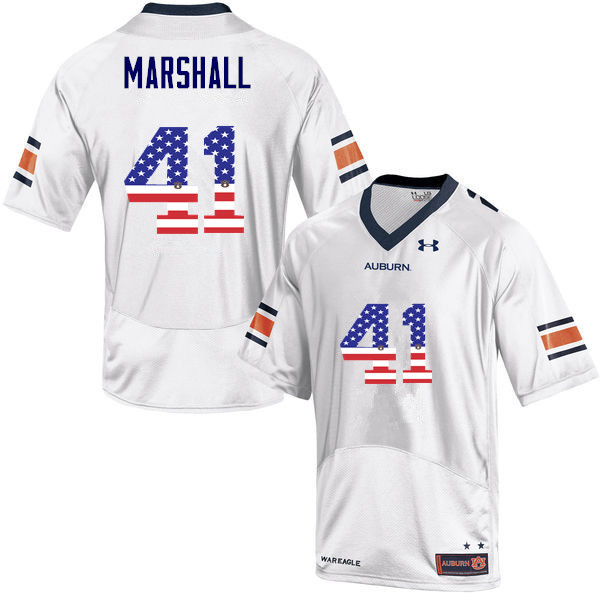 Auburn Tigers Men's Aidan Marshall #41 White Under Armour Stitched College USA Flag Fashion NCAA Authentic Football Jersey BWE1074XB